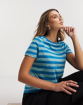 Blue Stripe Crew Neck Tee