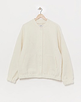 Cream Brushed Faux Wool Bomber