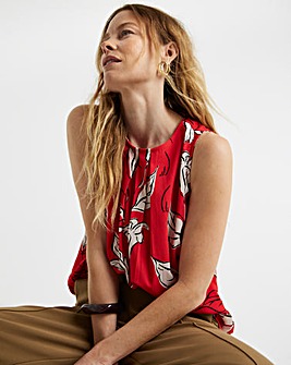 Pleated Sleeveless Shell Top