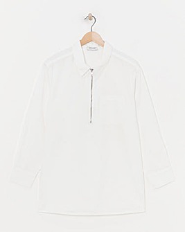 Cotton Poplin Zip Detail Shirt