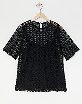 Short Sleeve Lace Top With Cami