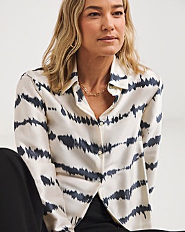 Ivory Abstract Stripe Satin Shirt