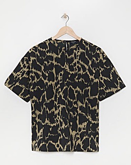 Printed Crepe Boxy Short Sleeve Top