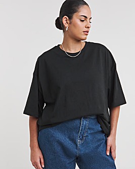 Black Slub Crew Neck T-Shirt