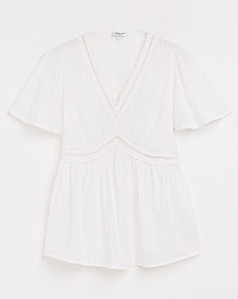 Trim Detail Flutter Sleeve Top