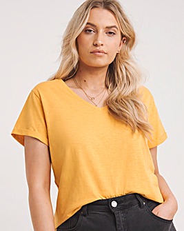 Ochre Slub V Neck Tee