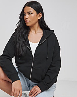 Black Core Zip Through Hoodie