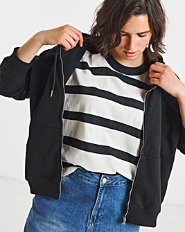 Black Core Zip Through Hoodie