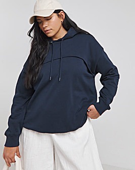 Simply Be Navy Curve Panel Detail Hoodie