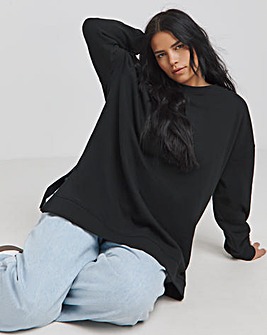 Black Side Split Sweatshirt Tunic