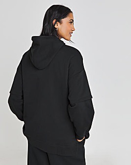 Black Double Layer Hoodie