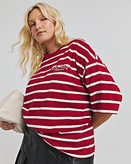 Red & Ecru Stripe San Fran Graphic T-Shirt