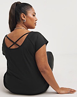 Black Supersoft Criss Cross Back Tee