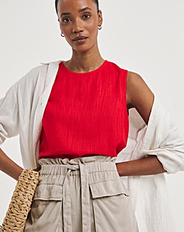 Linen Mix Sleeveless Shell Top