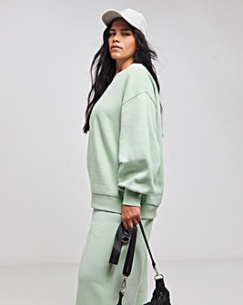 Sage Pleated Sleeve Oversized Sweatshirt