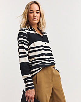 Black Stripe Dipped Back Viscose Shirt