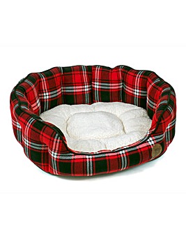 Petface Red Tartan Oval Dog Bed