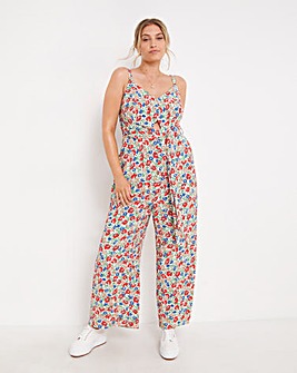 Nobody's Child Olive Foral Jumpsuit