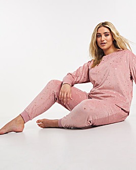 Figleaves Cosy Fleece Rose Gold Foil Cuffed Jogger