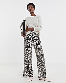 Printed Wide Leg Jersey Trouser
