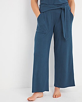 Figleaves Supersoft Luxury Rib Belted Wide Leg Trouser