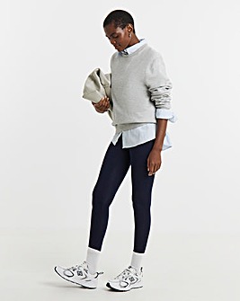 Navy Jersey High Waisted Leggings