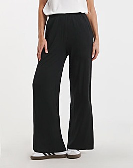 Black Jersey Wide Leg Trousers