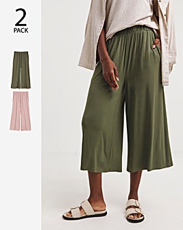 2 Pack Blush/Khaki Jersey Culottes