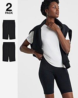 2 Pack Black Cotton Cycling Shorts