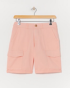 Peach Stretch Cotton Cargo Shorts