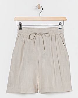 Sand Linen Mix Knee Length Shorts
