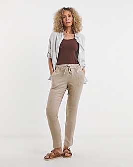 Truffle Linen Mix Tapered Trousers