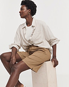 Truffle Linen Mix Knee Length Shorts