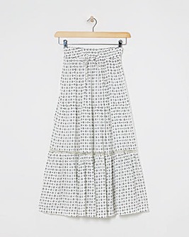 Natural Print Crinkle Midi Skirt