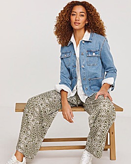 Printed Spun Viscose Pull On Wide Leg Trousers