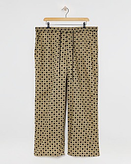 Natural Print Spun Viscose Pull On Wide Leg Trousers