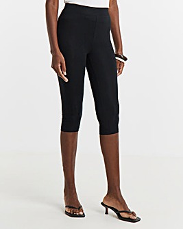 Black Cropped Jersey Leggings