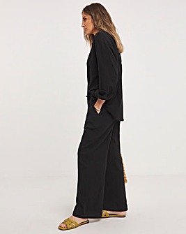 Black Cheesecloth Wide Leg Trousers