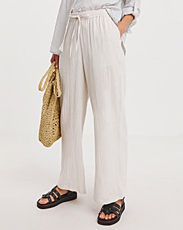 Stone Cheesecloth Wide Leg Trousers