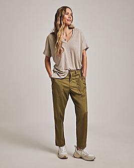 Navy Stretch Chino Cropped Trousers