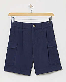 Navy Lyocell Rich Soft Utility Bermuda Shorts
