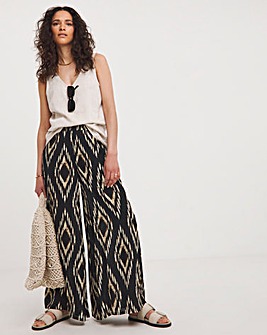 Printed Pull On Crinkle Palazzo Trousers