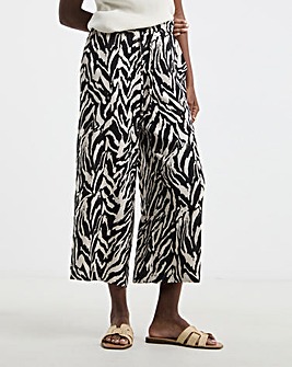 Mono Print Spun Viscose Cropped Wide Leg Culotte