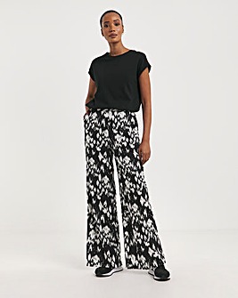 Mono Printed Pull On Wide Leg Trousers