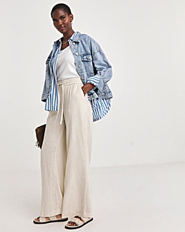 Cool Stone Linen Mix Wide Leg Trousers