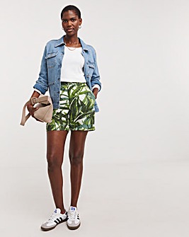 Green Palm Print Bermuda Short