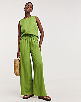 Green Linen Palazzo Trouser