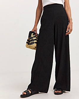 Crinkle Jersey Wide Leg Pull On Trouser