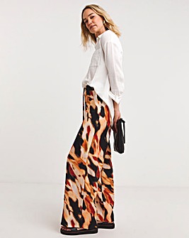 Printed Herringbone Wide Leg Trouser