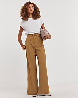 Pull On Wide Leg Zip Detail Trousers